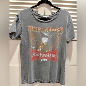 Junk Food BUDWEISER vintage King of Beers Classic Unisex Eagle T-Shirt Gray Sm